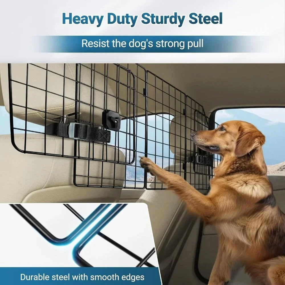 Dog Car Barrier Gate for SUVs Universal-Fit Divider Cargo Wire Mesh Triple Fold